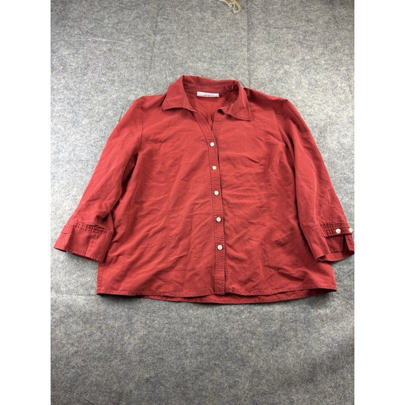 Liz Claiborne Tops - Liz Claiborne First Issue Women's 100% Silk  Long Sleeve Button Down Red Size 12